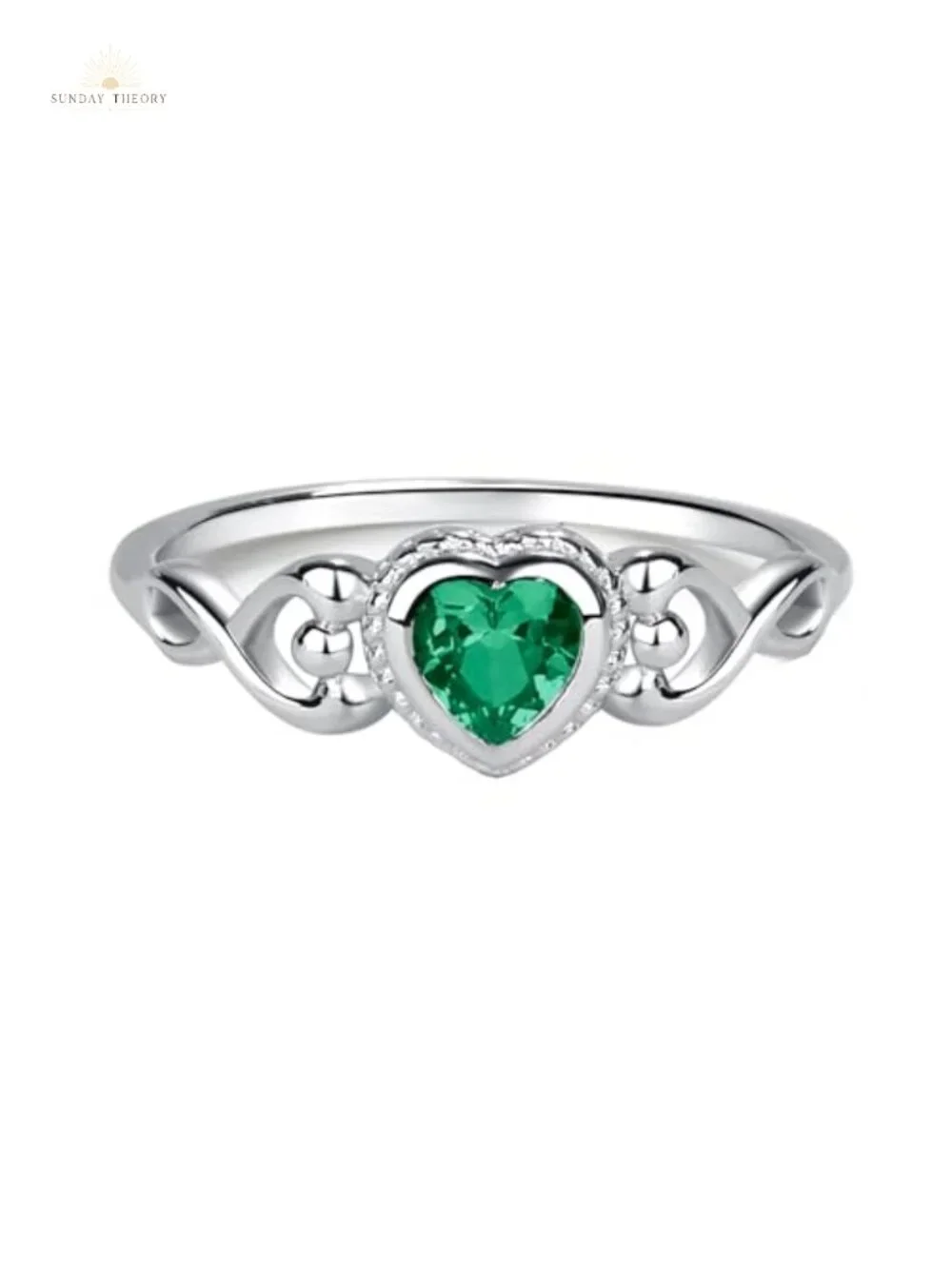 Sterling Silver CZ Heart Birthstone Ring for Girls Kids Keepsake Gift